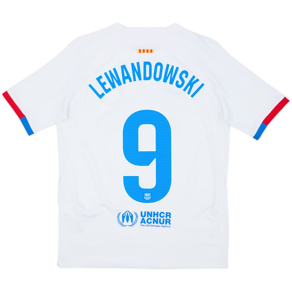 2023-24 Barcelona Away Shirt Lewandowski #9 - 7/10 - (XL.Boys)