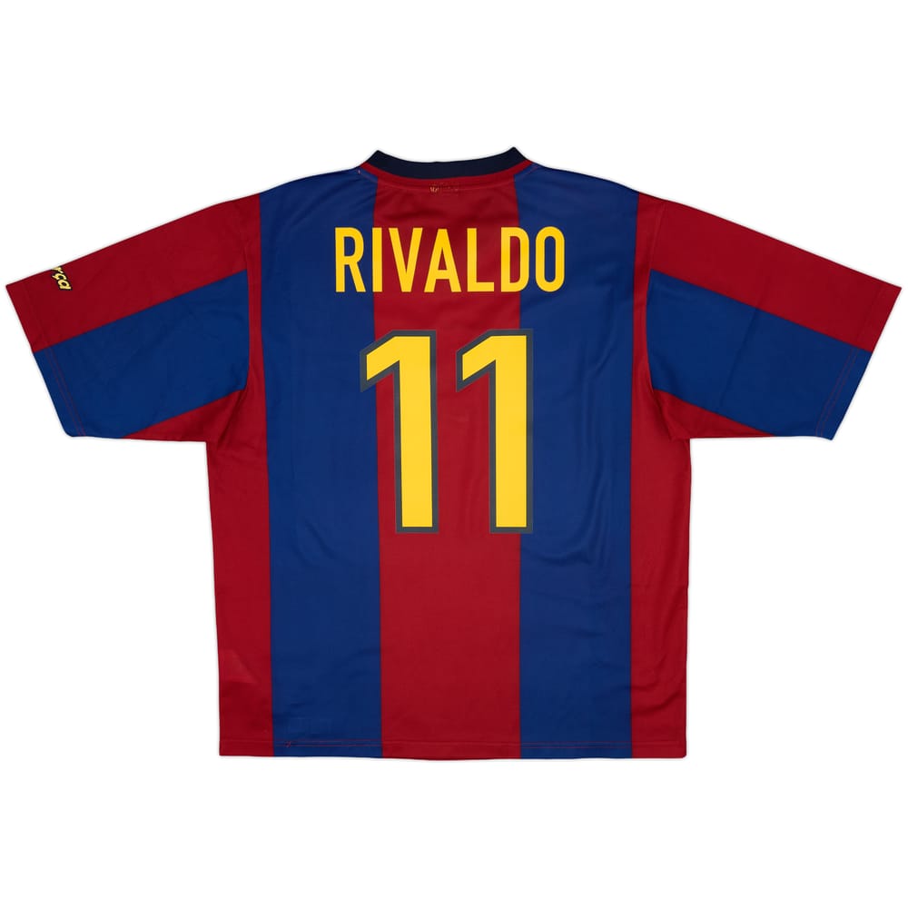 1998-00 Barcelona Basic Home Shirt Rivaldo #11 - 10/10 - (L)