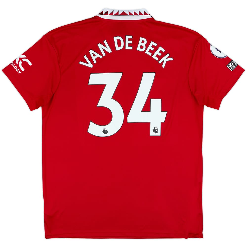 2022-23 Manchester United Home Shirt Van de Beek #34 - 9/10 - (XL)