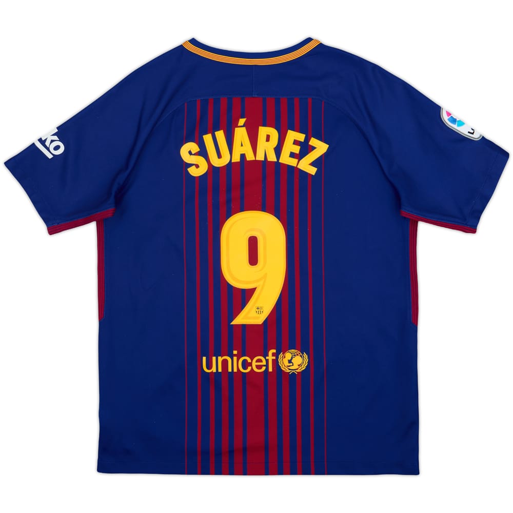 2017-18 Barcelona Home Shirt Suarez #9 - 9/10 - (XL.Boys)