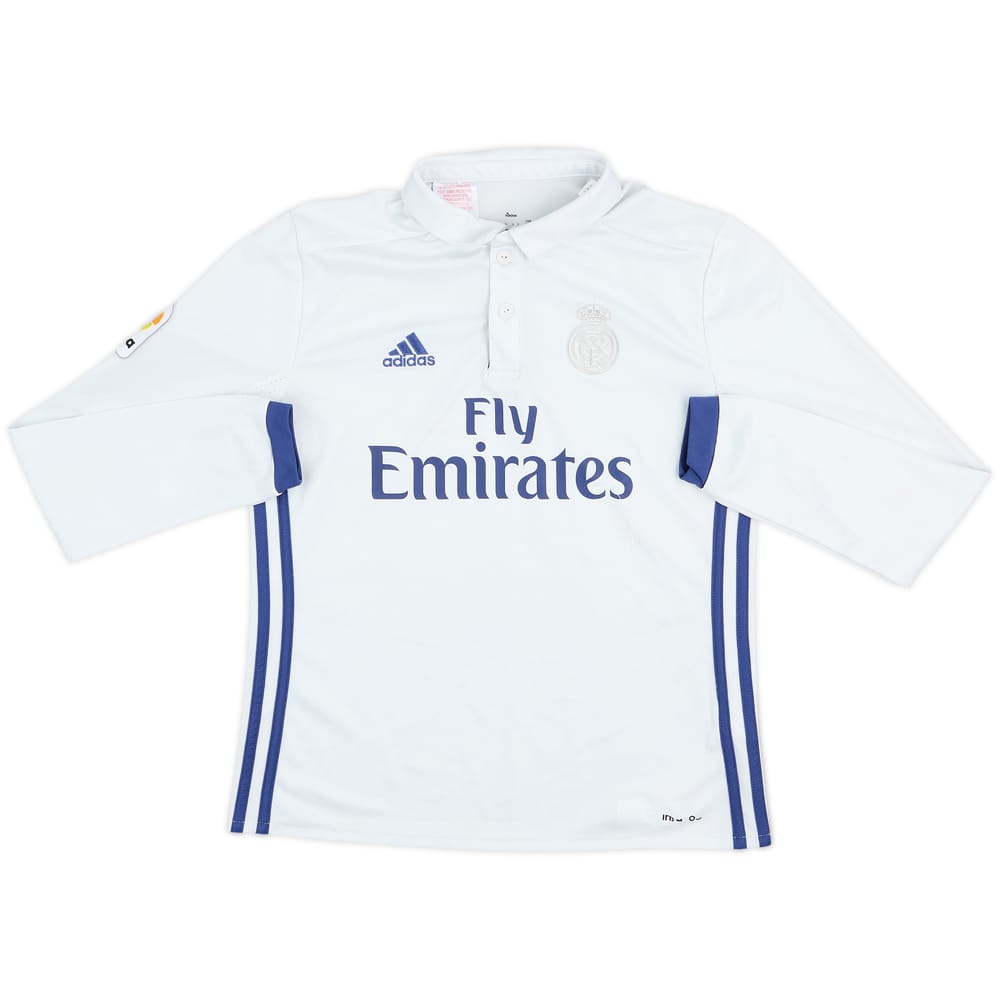 2016-17 Real Madrid Home L/S Shirt - 4/10 - (M.Boys)