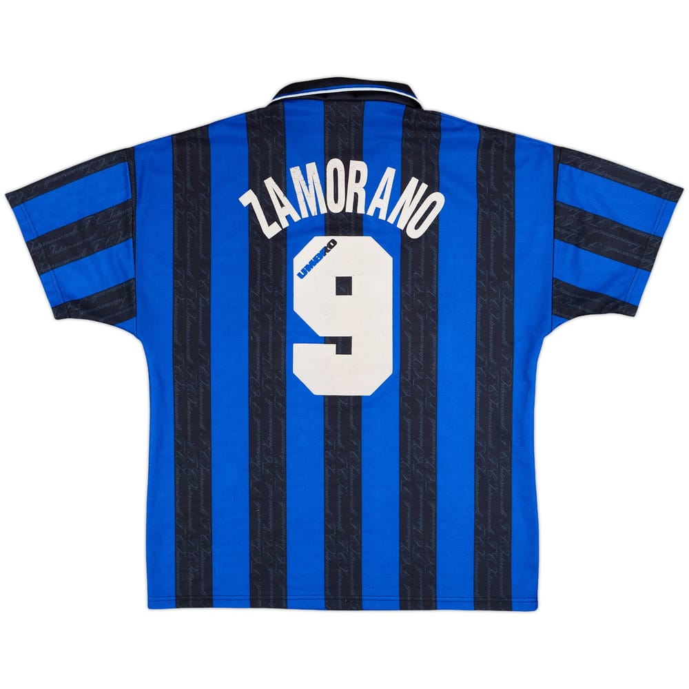 1996-97 Inter Milan 'Finale Coppa UEFA' Home Shirt Zamorano #9 - 5/10 - (L)