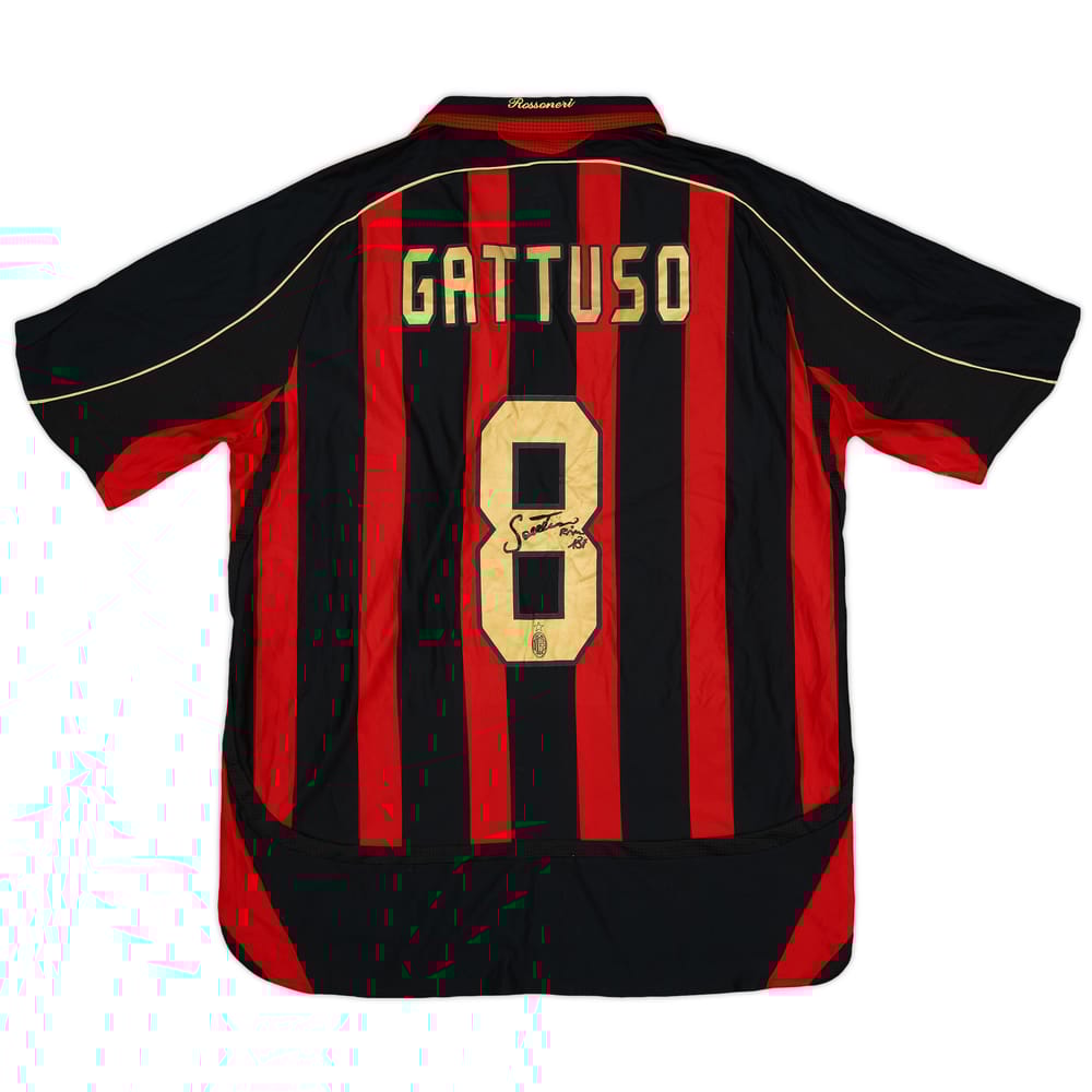 2006-07 AC Milan Signed Home Shirt Gattuso #8 - 4/10 - (XL)