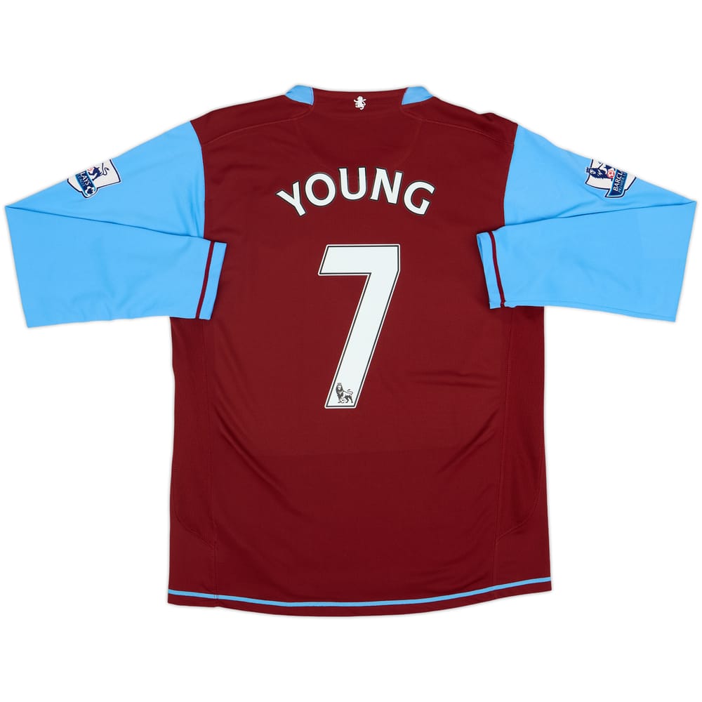 2007-08 Aston Villa Home L/S Shirt Young #7 - 8/10 - (M)