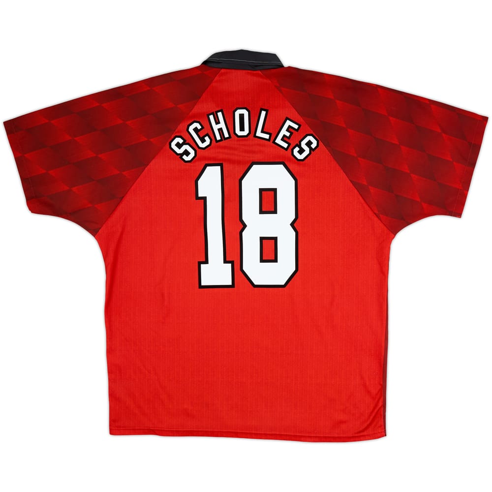 1996-98 Manchester United Camiseta Local Scholes #18 - 5/10 - (XL)