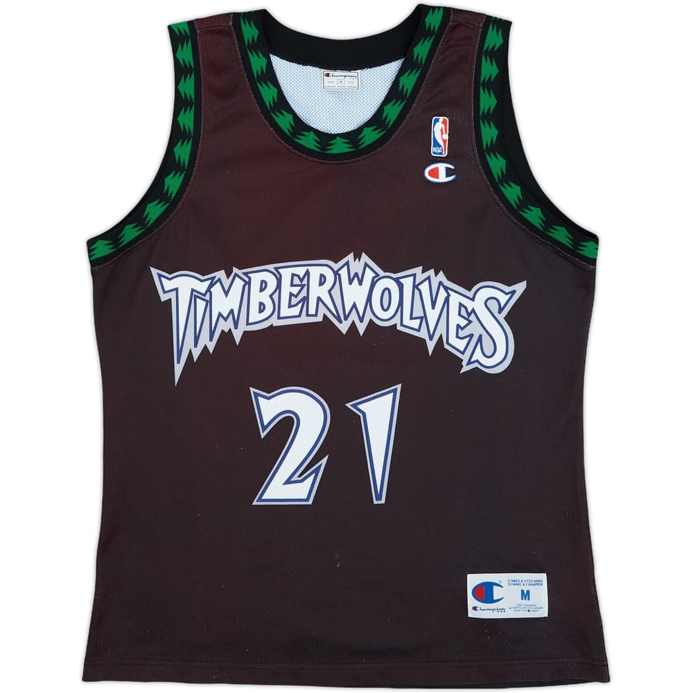 1997-07 Minnesota Timberwolves Garnett #21 Champion Alternate Jersey - 4/10 - (M)