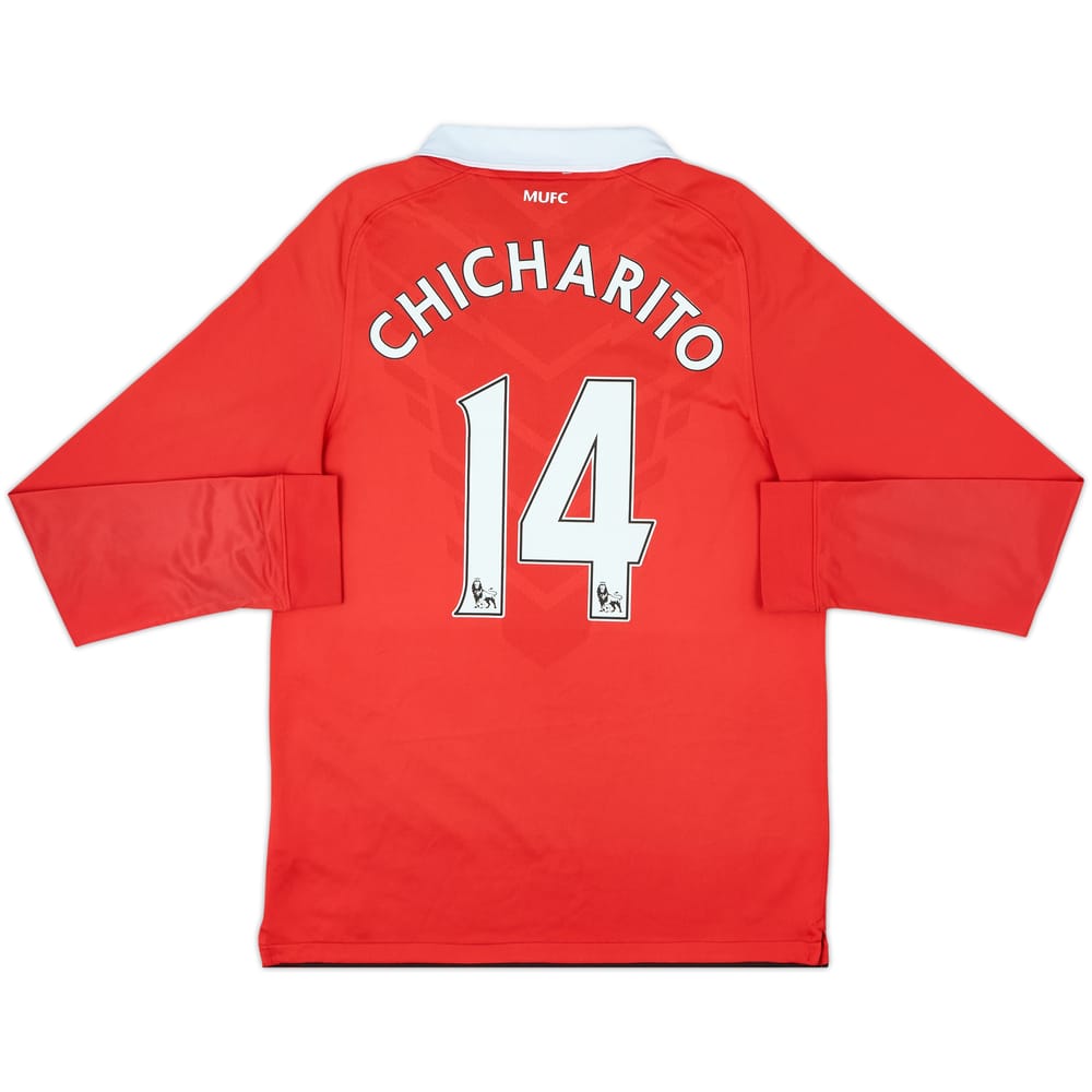 2010-11 Manchester United Home L/S Shirt Chicharito #14 - 8/10 - (M)