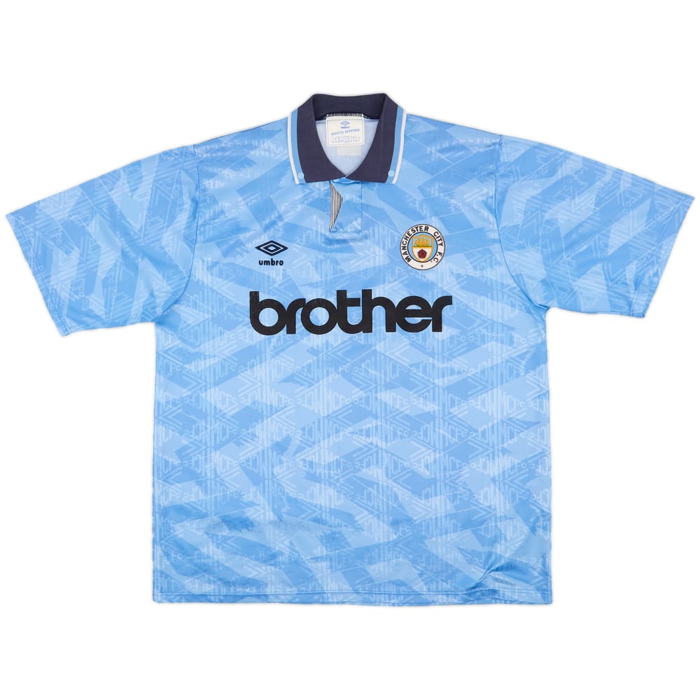 1991-93 Manchester City Home Shirt - 8/10 - (L)
