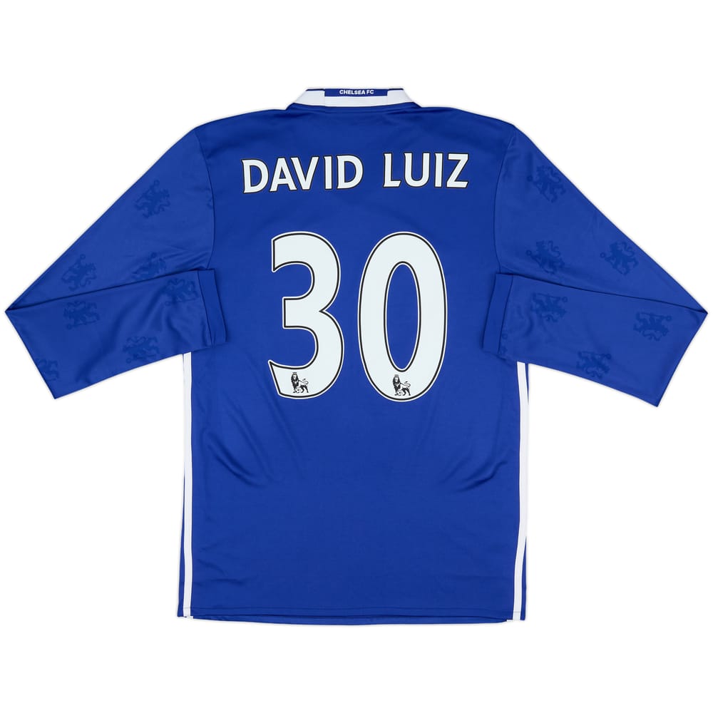 2016-17 Chelsea Home L/S Shirt David Luiz #30 - 8/10 - (S)