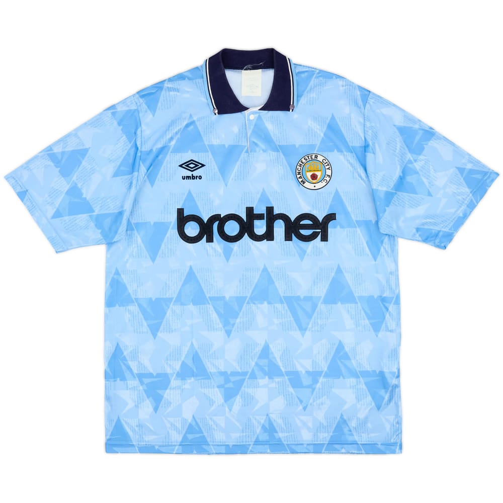 1989-91 Manchester City Home Shirt - 8/10 - (L)