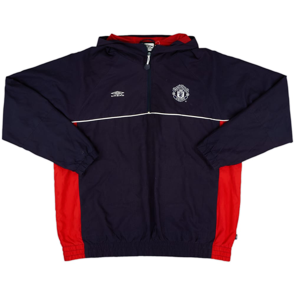 2000-02 Manchester United Umbro 1/4 Zip Hooded Track Jacket - 7/10 - (M)