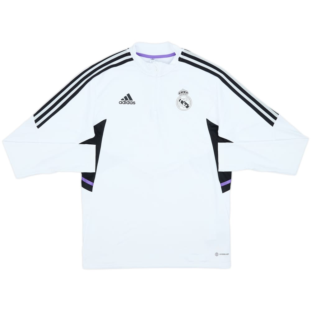 2022-23 Real Madrid adidas 1/4 Zip Sweat Top - 9/10 - (M)