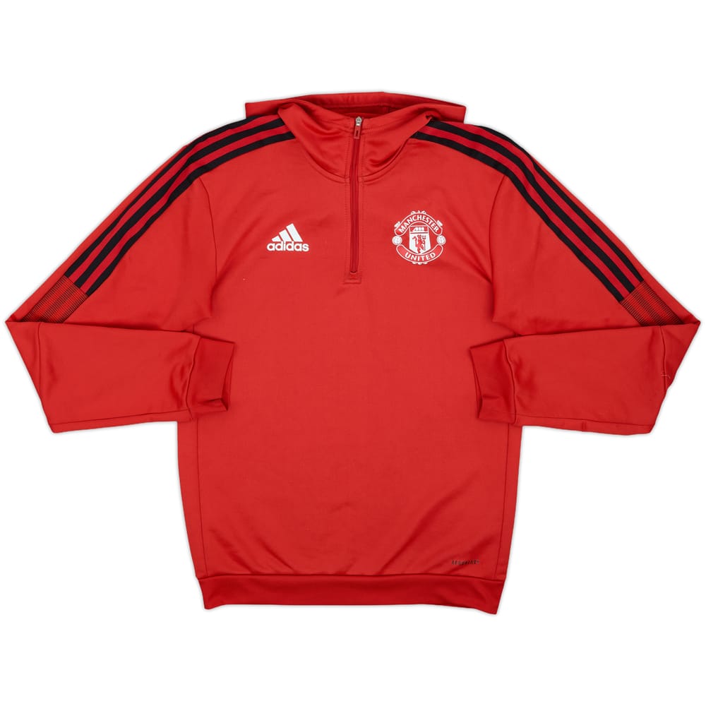 2021-22 Manchester United adidas 1/4 Zip Sweat Top - 9/10 - (XS)
