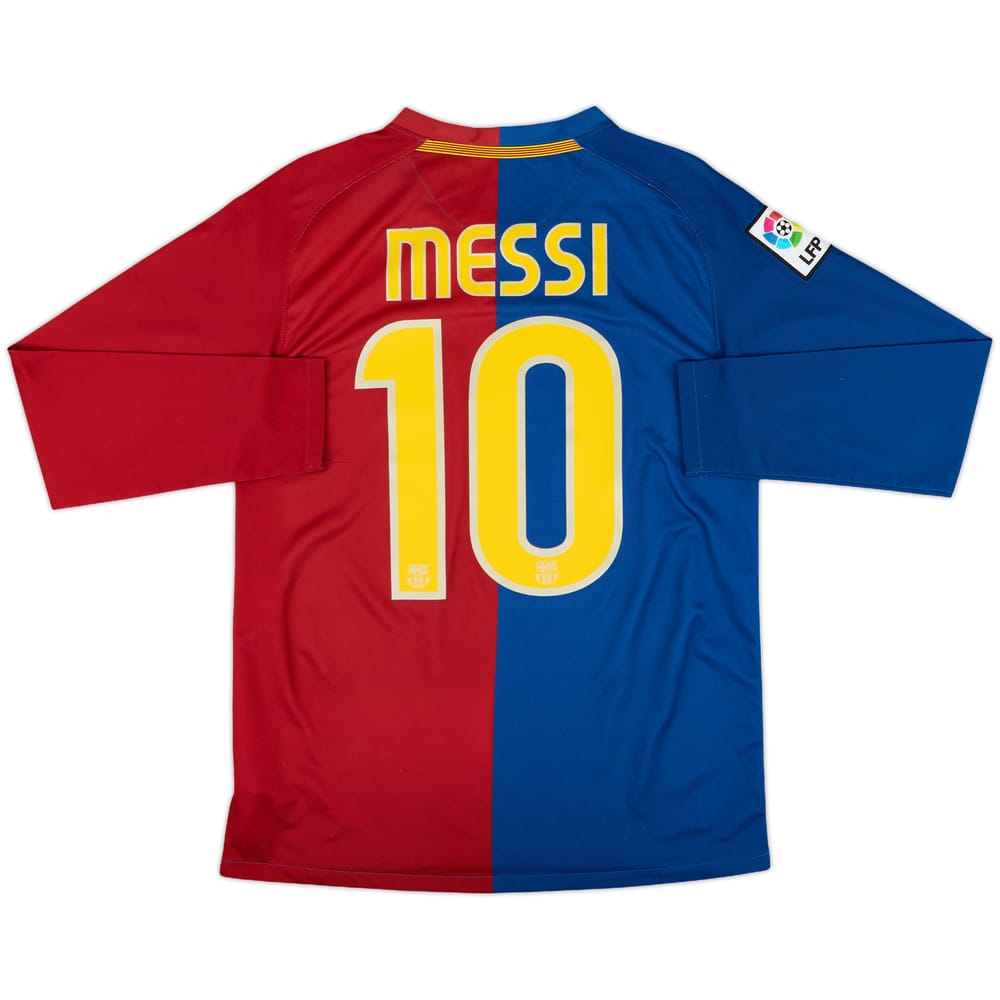 2008-09 Barcelona Home L/S Shirt Messi #10 - 8/10 - (XL.Boys)