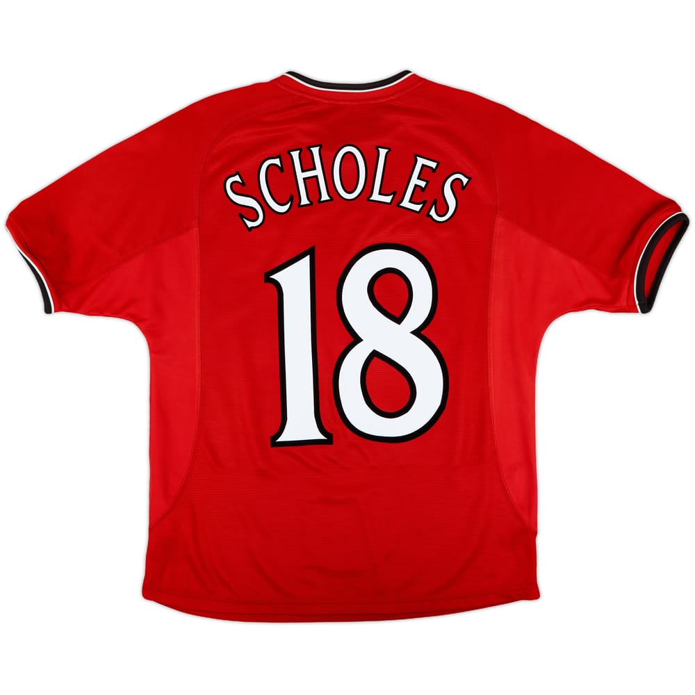 2000-02 Manchester United Home Shirt Scholes #18 - 10/10 - (Y)