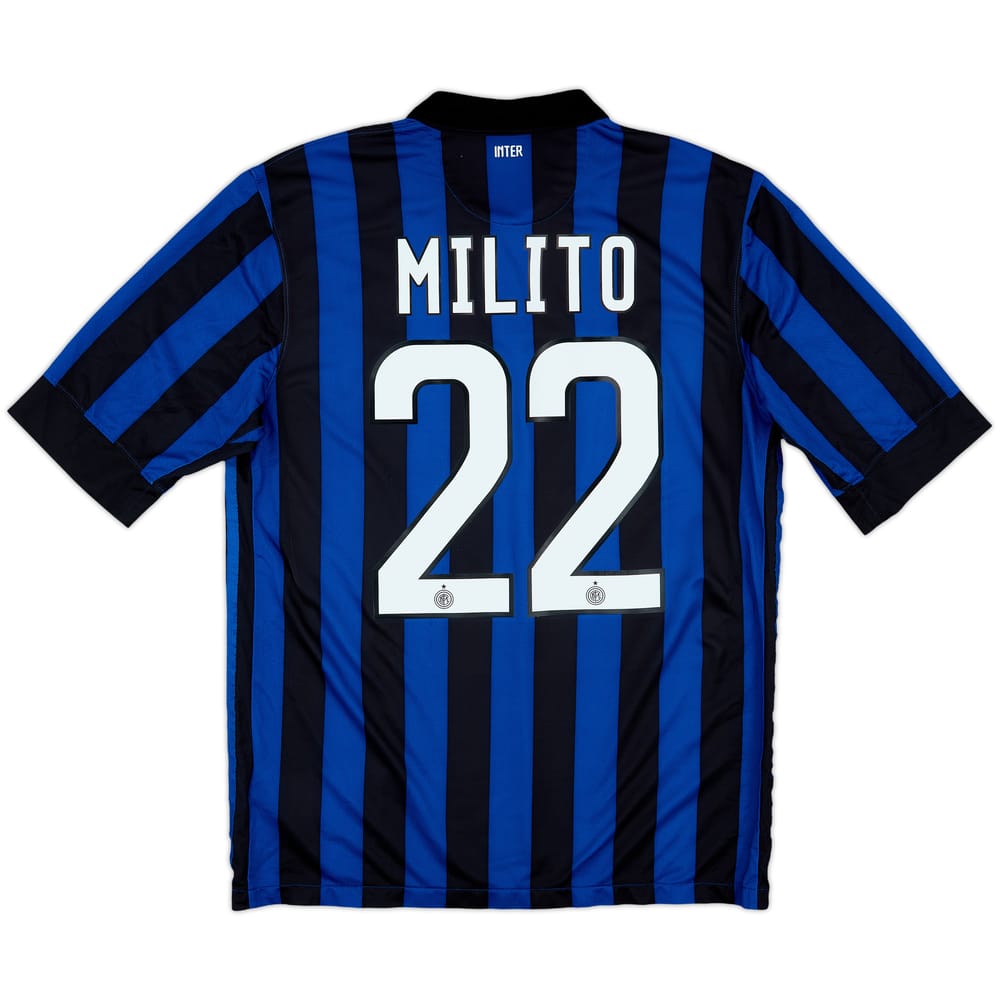 2011-12 Inter Milan Home Shirt Milito #22 - 7/10 - (M)