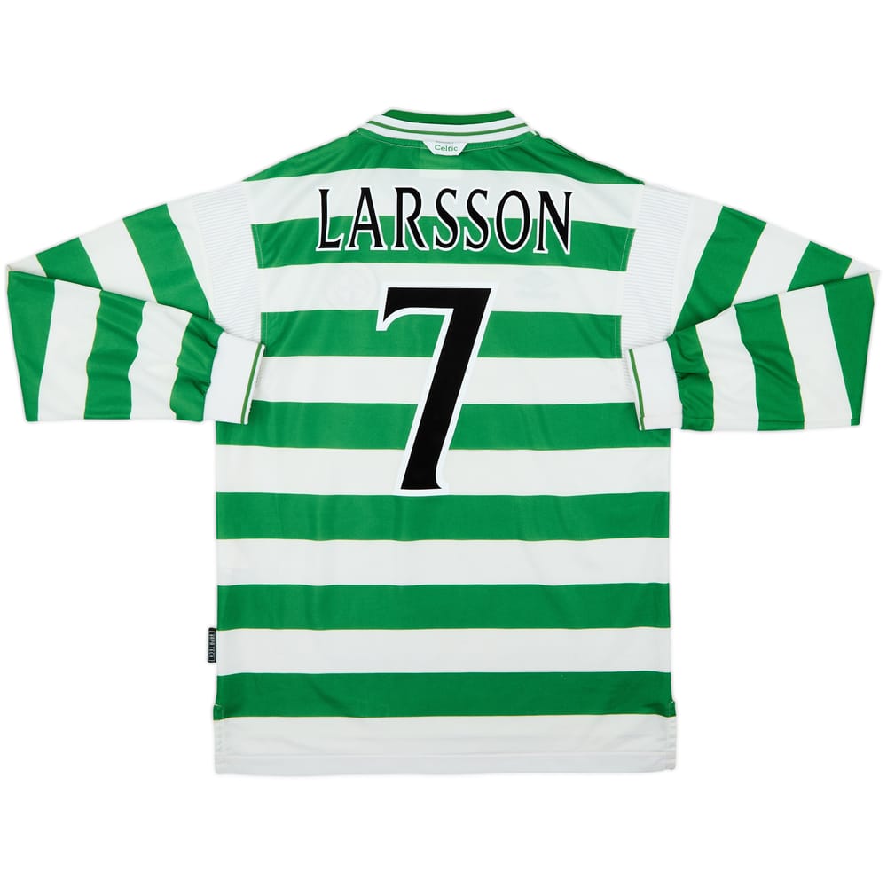 1999-01 Celtic Home L/S Shirt Larsson #7 - 8/10 - (L)