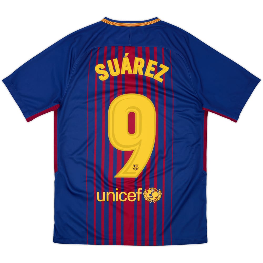 2017-18 Barcelona Home Shirt Suarez #9 - 10/10 - (S)