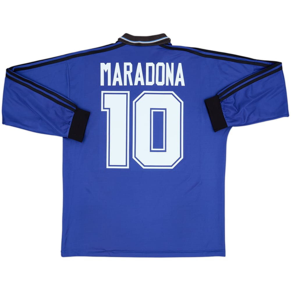 1994-97 Argentina Away L/S Shirt Maradona #10 - 7/10 - (L)