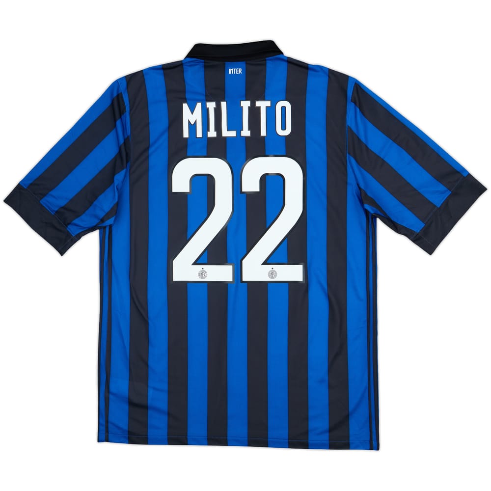 2011-12 Inter Milan Home Shirt Milito #22 - 10/10 - (L)
