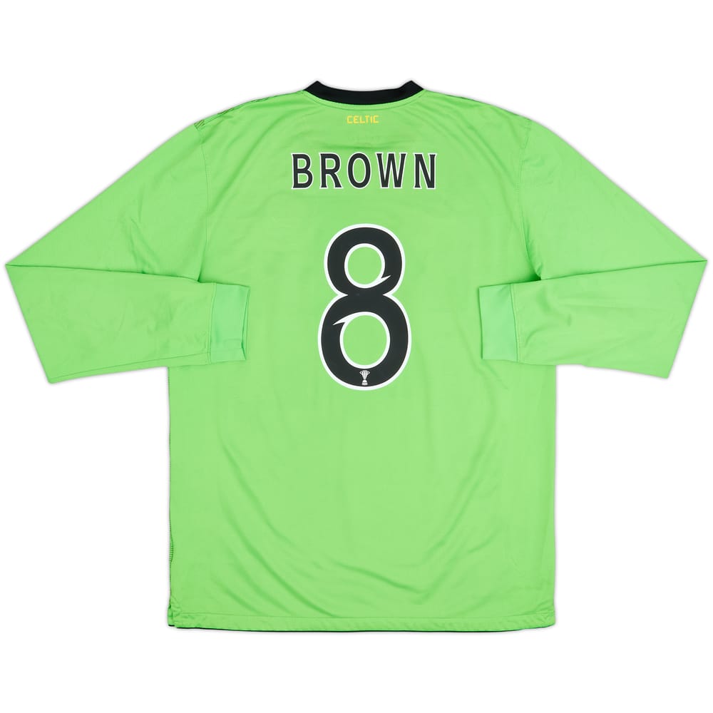 2010-11 Celtic Away L/S Shirt Brown #8 - 8/10 - (L)