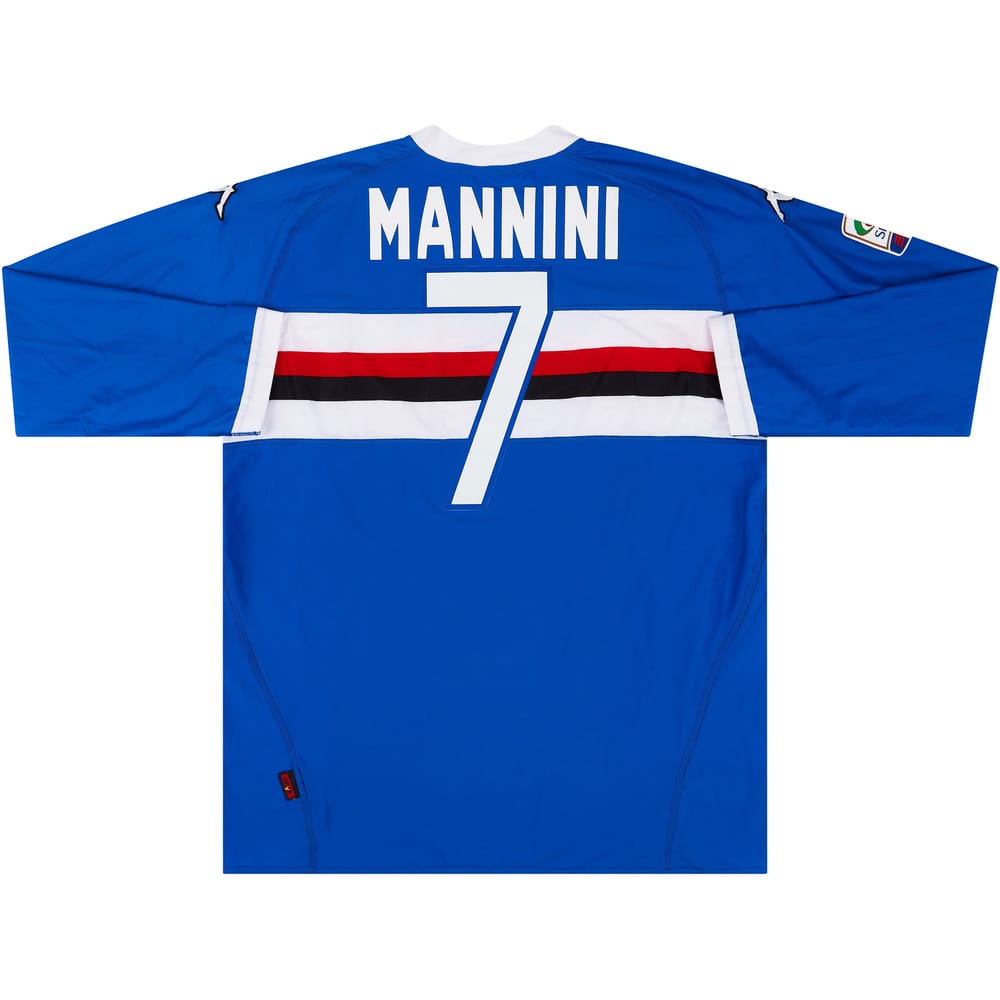 2010-11 Sampdoria Match Issue Home L/S Shirt Mannini #7