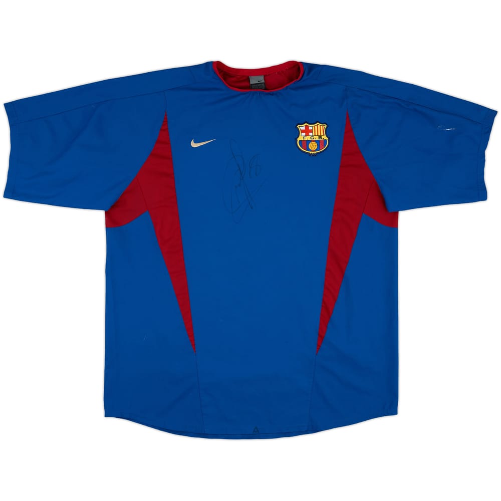 2002-03 Barcelona Nike Player Issue Signed Training Shirt - 5/10 - (XL)