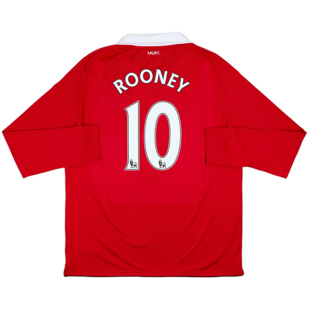 2010-11 Manchester United Home L/S Shirt Rooney #10 - 9/10 - (XL)