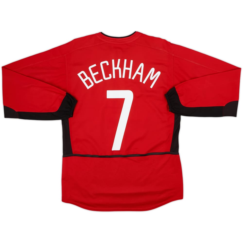 2002-04 Manchester United Home L/S Shirt Beckham #7 - 8/10 - (S)