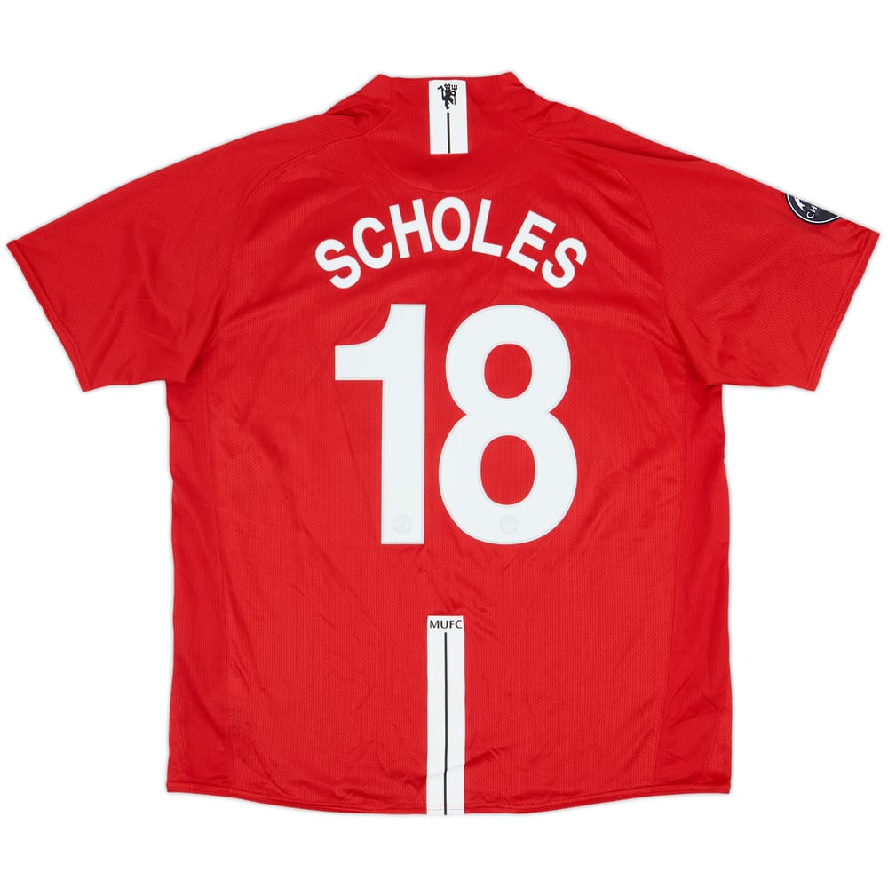 2007-09 Manchester United Home Shirt Scholes #18 - 8/10 - (XL)