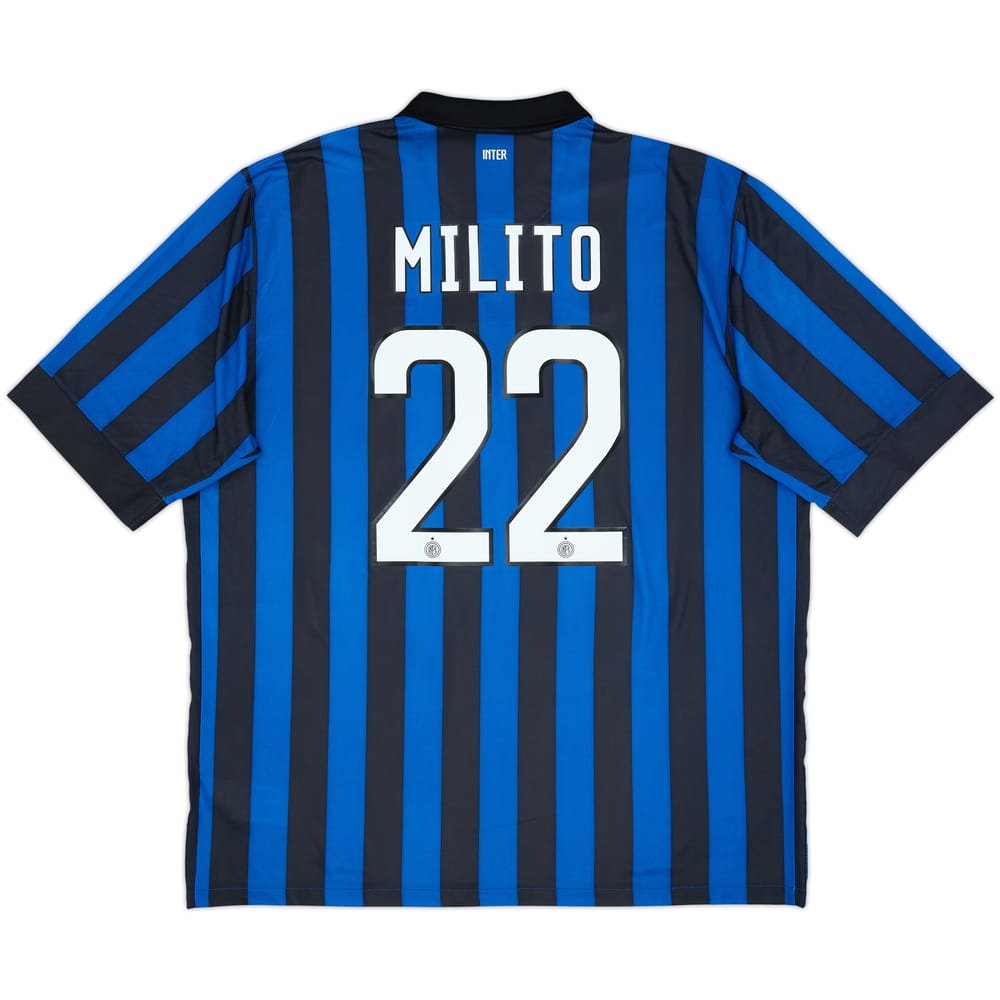 2011-12 Inter Milan Home Shirt Milito #22 - 9/10 - (XXL)