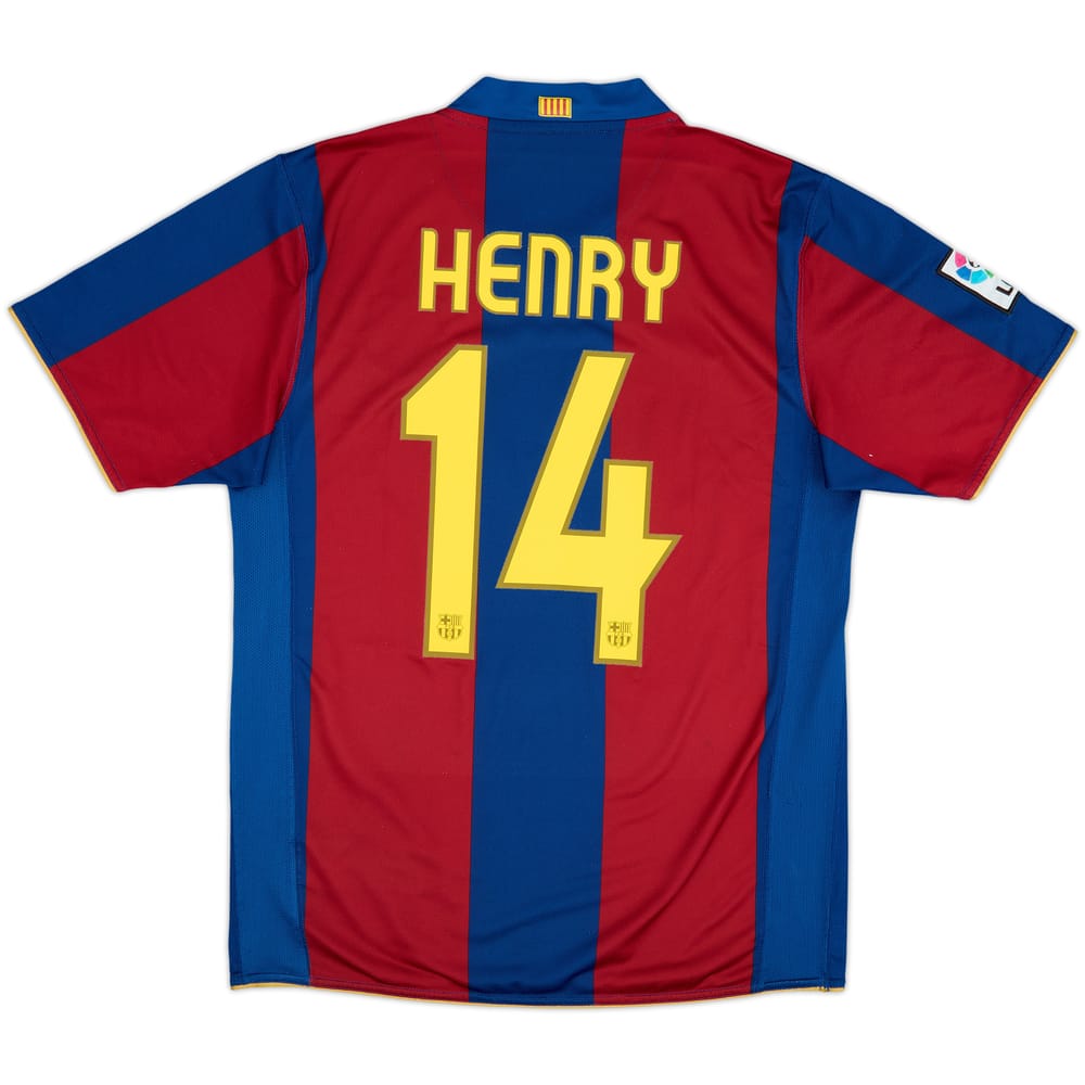 2007-08 Barcelona Home Shirt Henry #14 - 8/10 - (M)