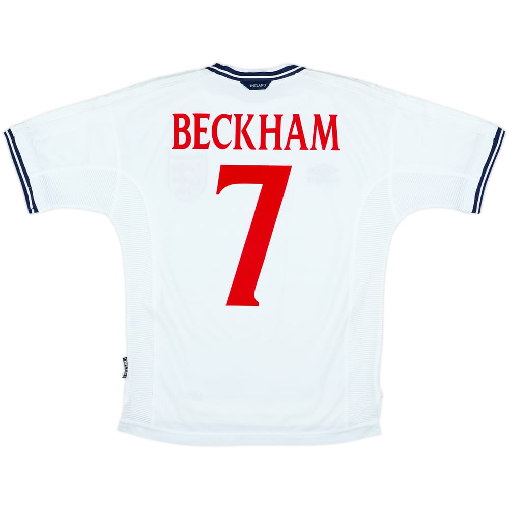 1999-01 England Home Shirt Beckham #7 - 8/10 - (Y)