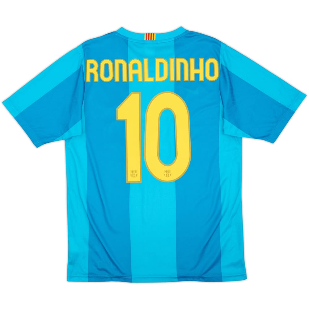 Camiseta básica de visitante del Barcelona 2007-09 Ronaldinho #10 - 9/10 - (S)