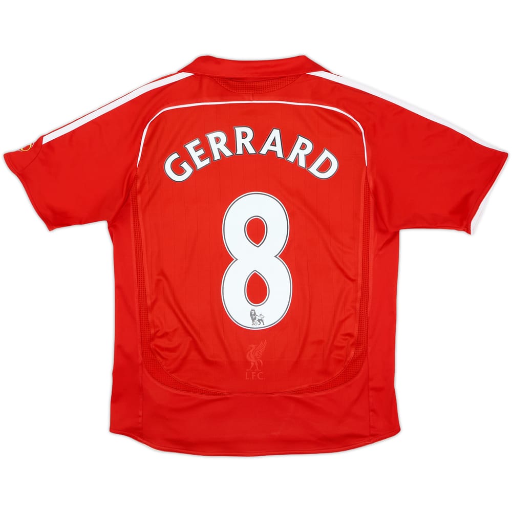 2006-08 Liverpool Home Shirt Gerrard #8 - 8/10 - (L.Boys)