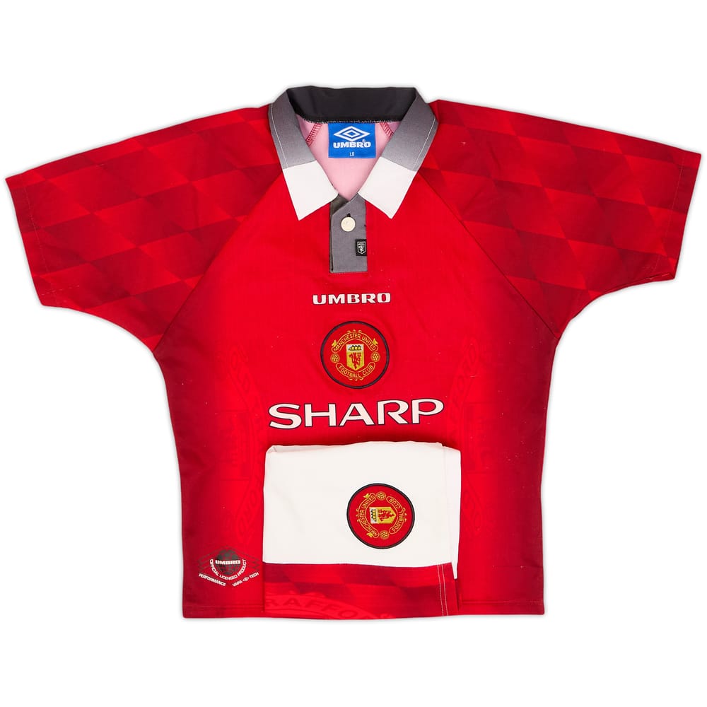 1996-98 Manchester United Home Shirt & Shorts - 7/10 - (L.Boys)
