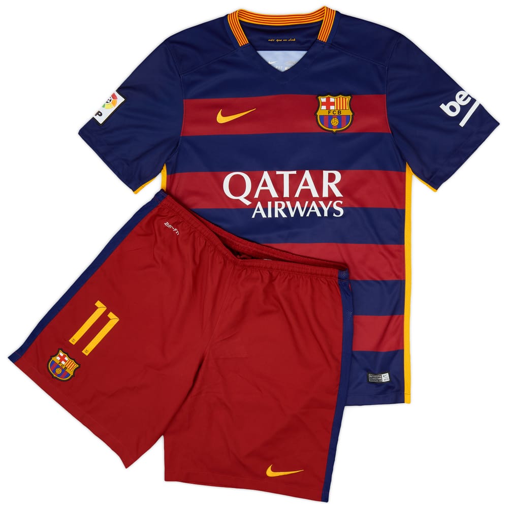 2015-16 Barcelona Home Shirt and Shorts Neymar Jr #11 - 9/10 - (S)