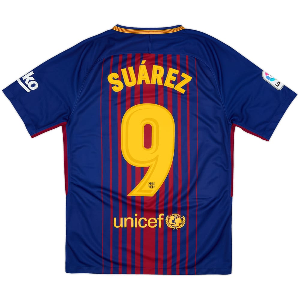 2017-18 Barcelona Home Shirt Suarez #9 - 9/10 - (S)
