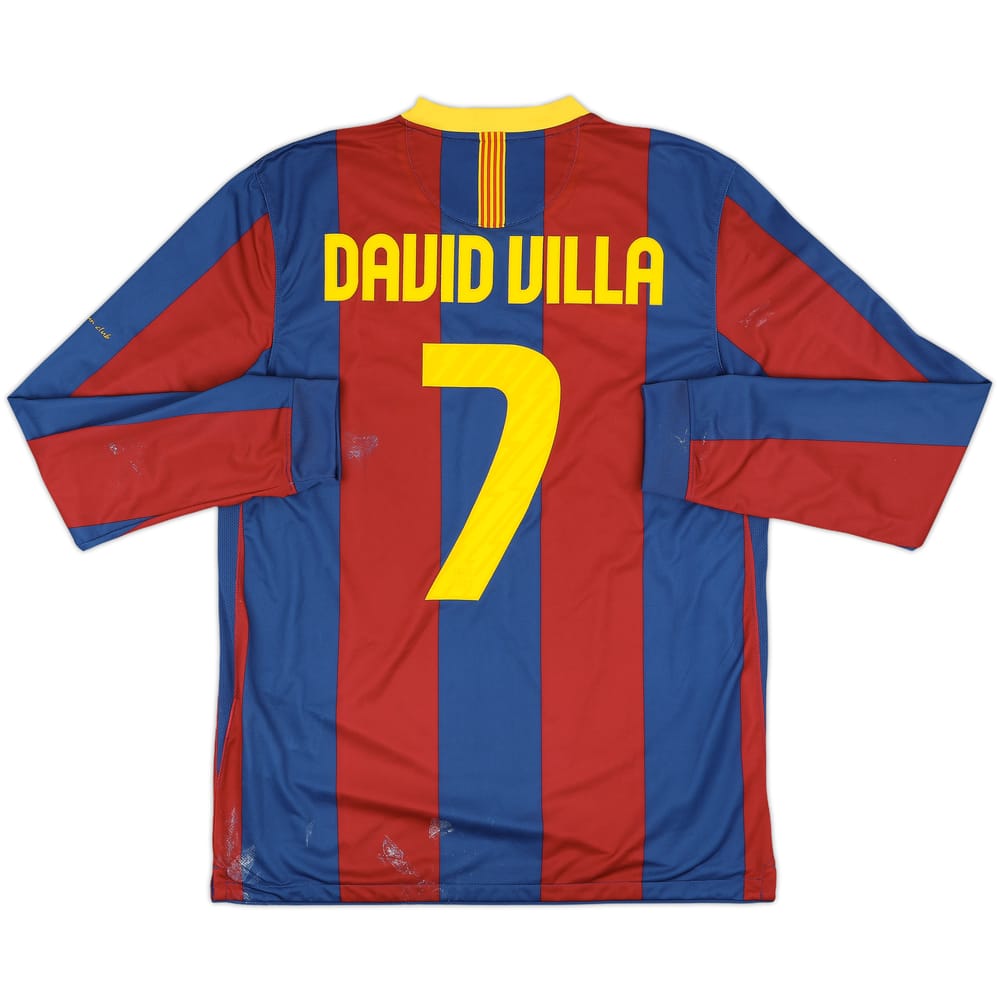 2010-11 Barcelona Home L/S Shirt David Villa #7 - 5/10 - (L)