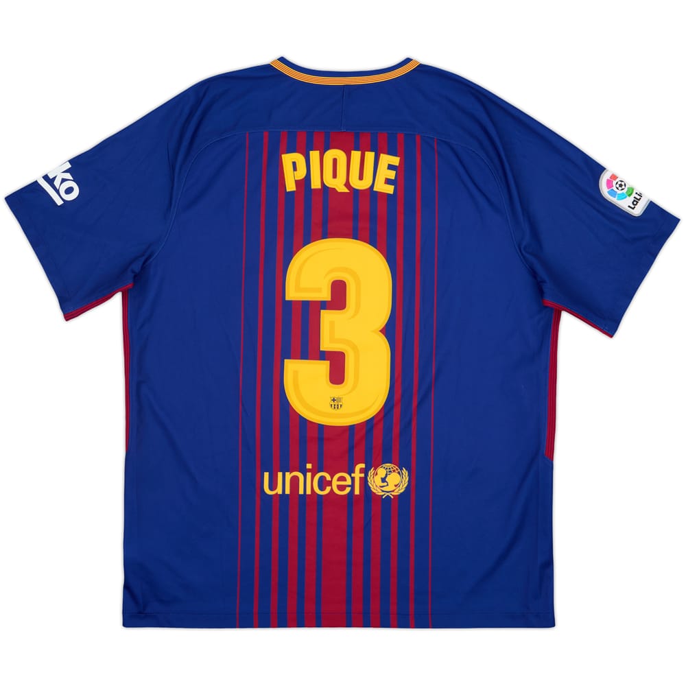 2017-18 Barcelona Home Shirt Pique #3 - 9/10 - (XL)
