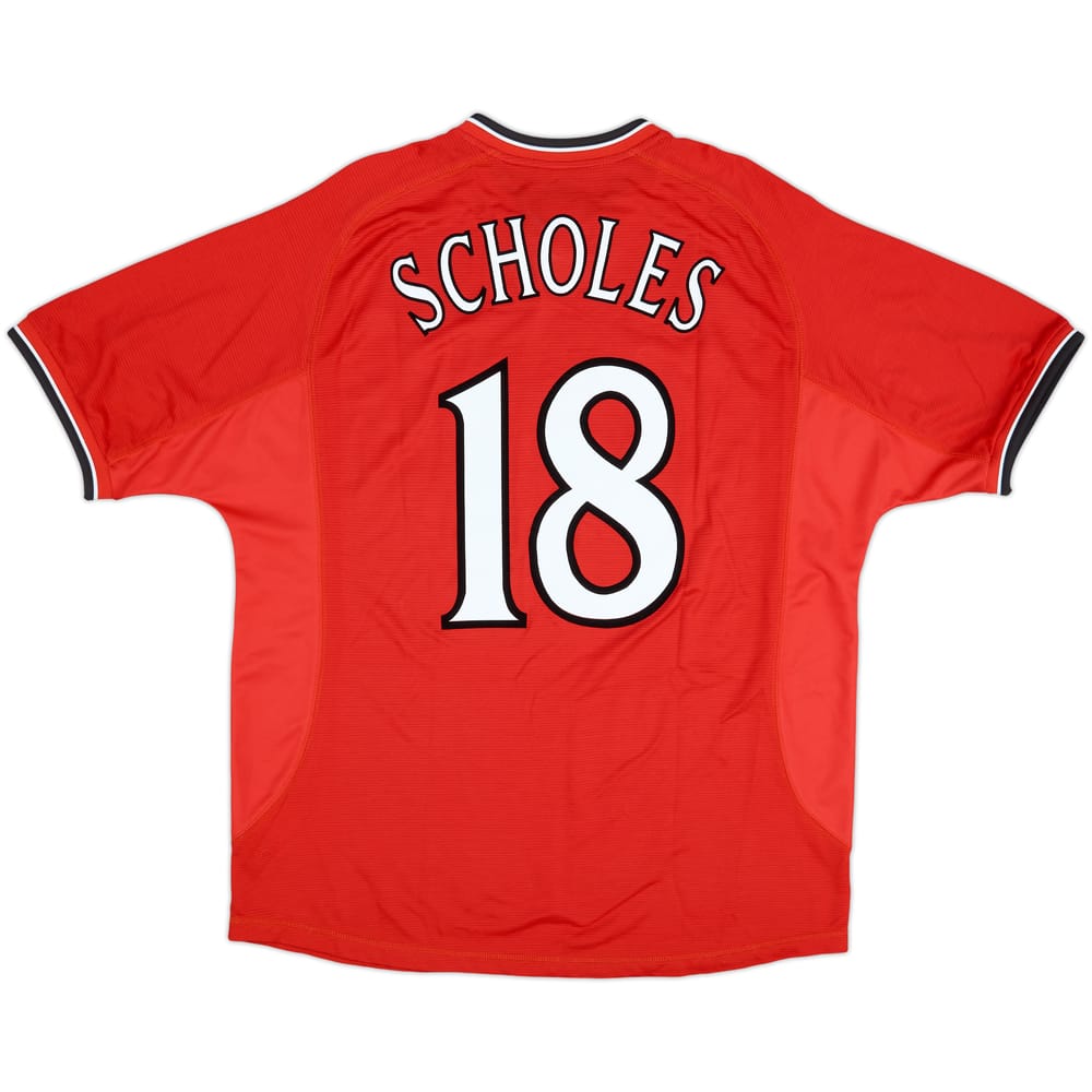 2000-02 Manchester United Home Shirt Scholes #18 - 8/10 - (XL)