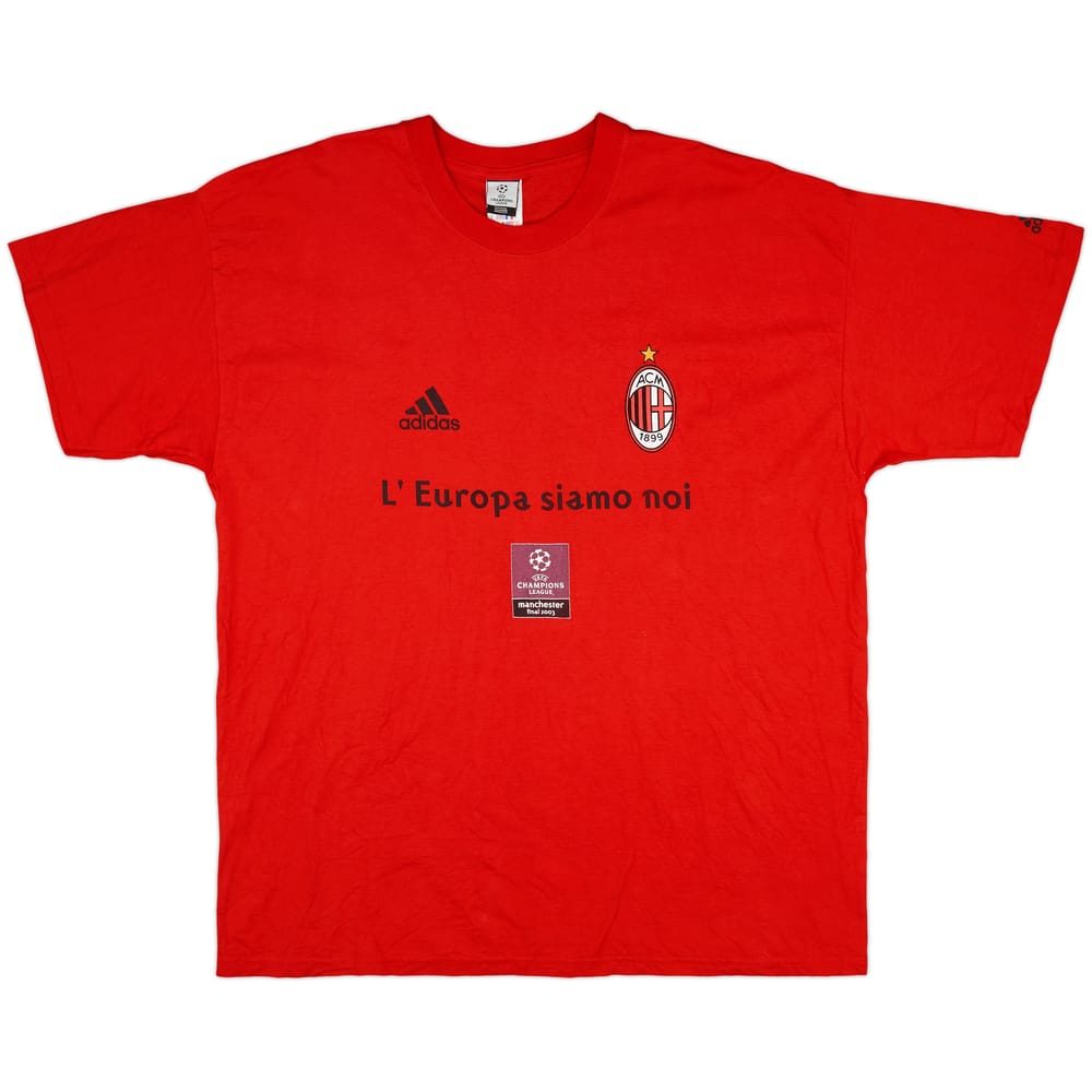 2002-03 AC Milan adidas 'L'Europa Siamo Noi' Graphic Tee #6 - 9/10 - (XL)