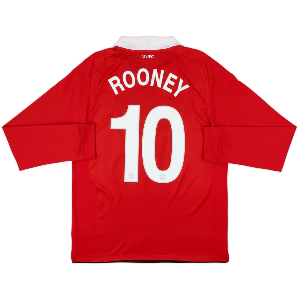 2010-11 Manchester United Home L/S Shirt Rooney #10 - 8/10 - (M)