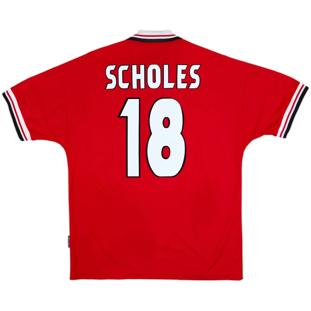 1998-00 Manchester United Home Shirt Scholes #18 - 6/10 - (L)