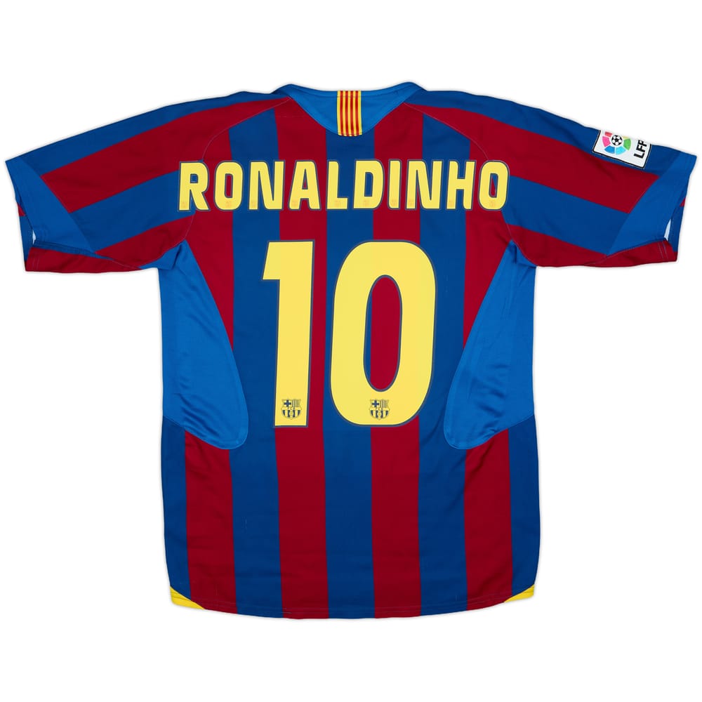 2005-06 Barcelona Home Shirt Ronaldinho #10 - 8/10 - (XL.Boys)