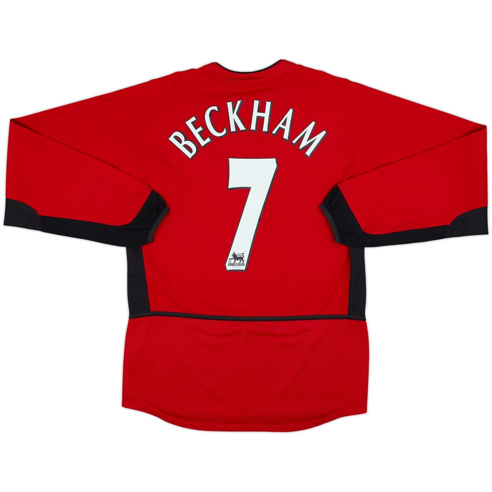 2002-04 Manchester United Home L/S Shirt Beckham #7 - 8/10 - (S)
