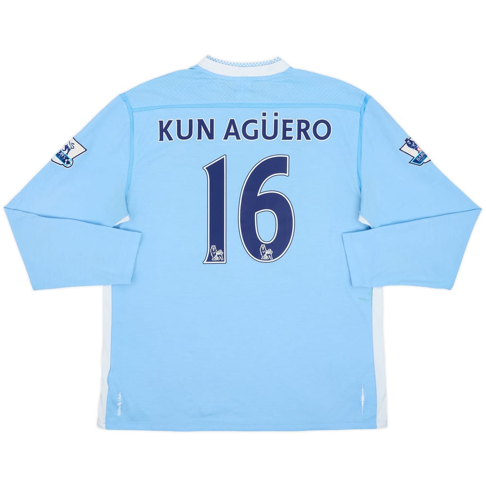 2011-12 Manchester City Home L/S Shirt Kun Aguero #16 - 5/10 - (XL)