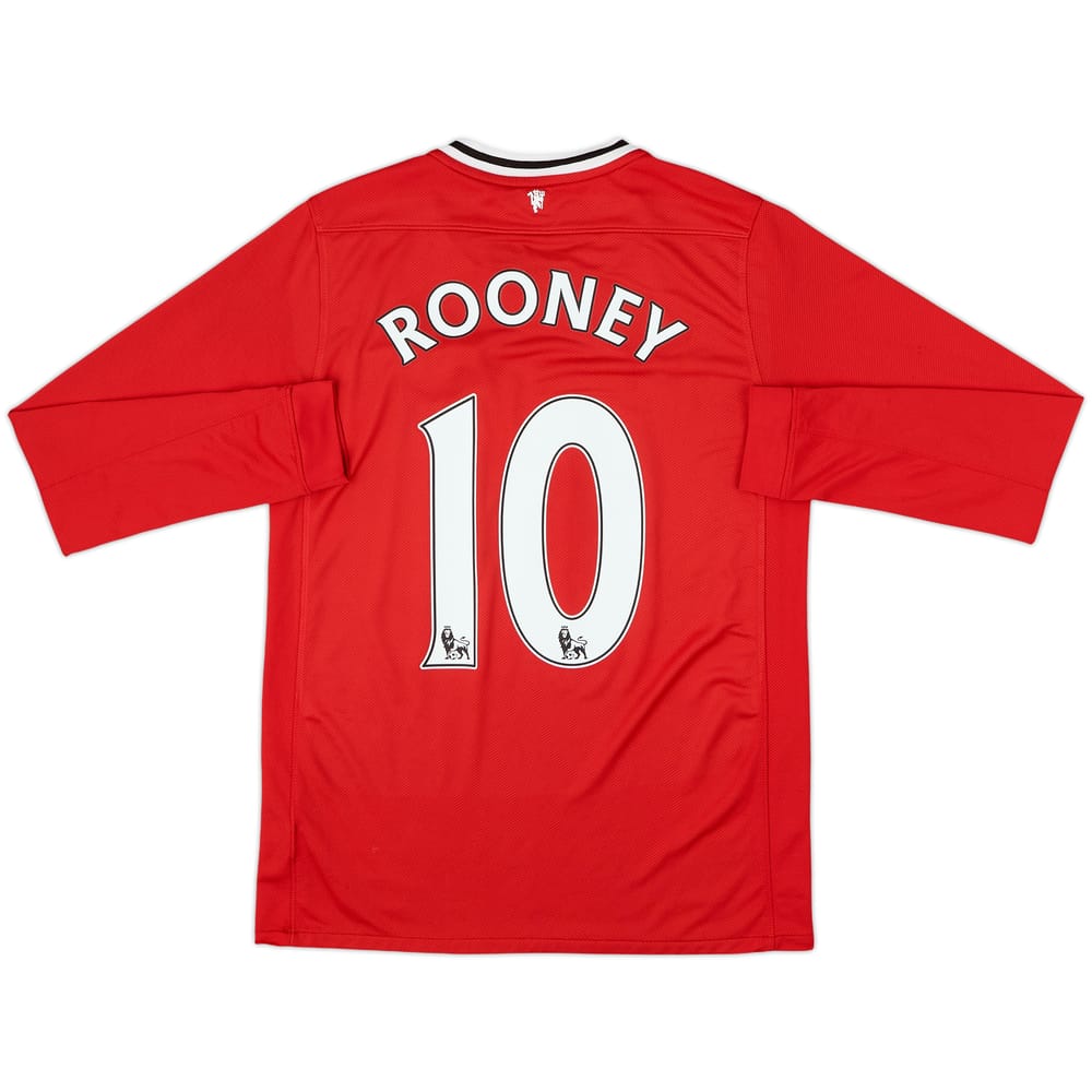 2011-12 Manchester United Home L/S Shirt Rooney #10 - 7/10 - (XL.Boys)
