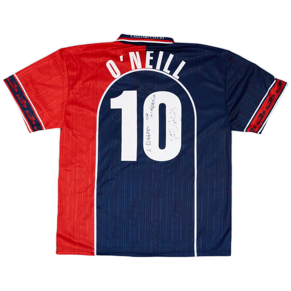 1999-00 Cagliari Match Issue Signed Home Shirt O'Neill #10