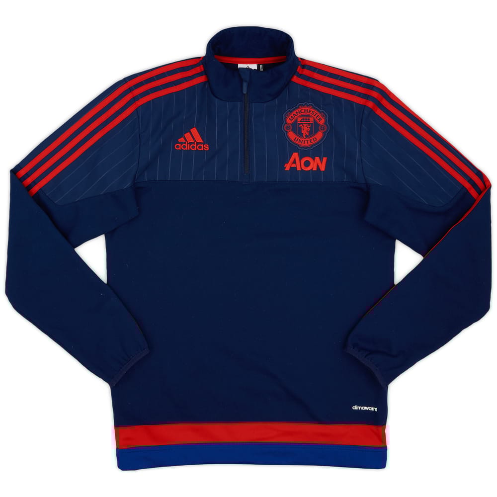 2015-16 Manchester United adidas 1/4 Zip Sweat Top - 8/10 - (S)